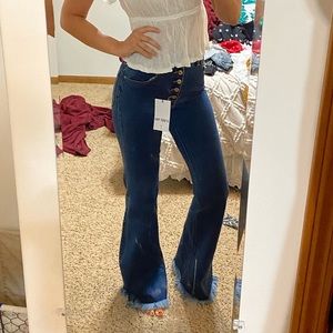 High Rise Button Fly Flare Bell Bottom Jean